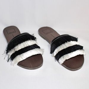 Dolce Vita Black & White Fringe Sandals. NWT.